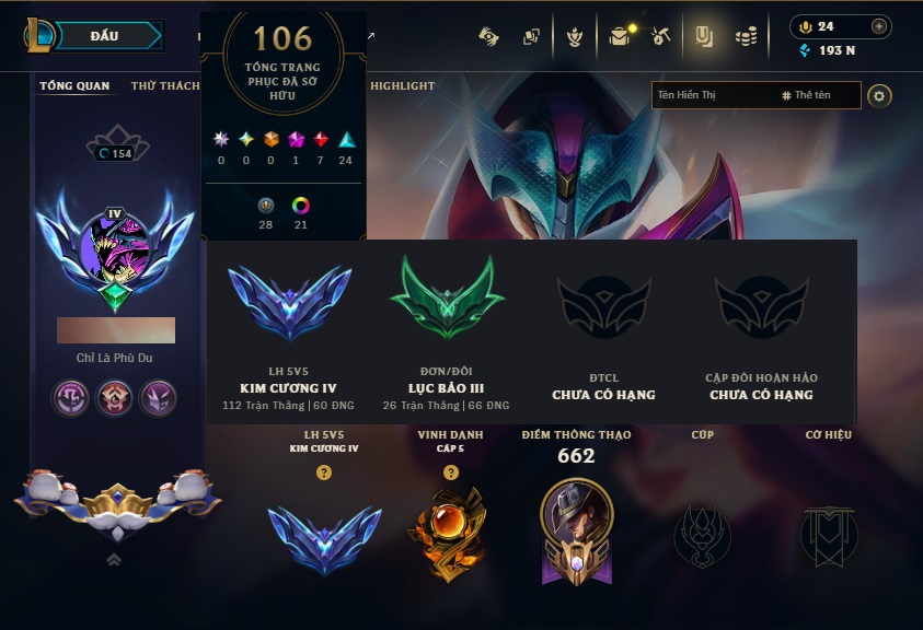 Acc LMHT # - Khung Lục Bảo