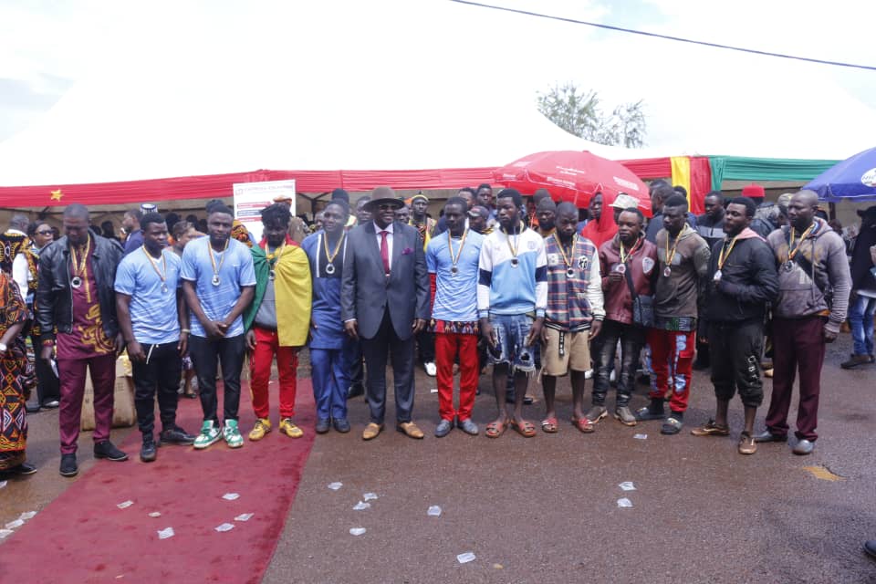 ACUDAB Peace Tournament "Living Together" Best IDP Men Handball Award Medals Team Winners Handed by the Lord Mayor of Bamendjou .