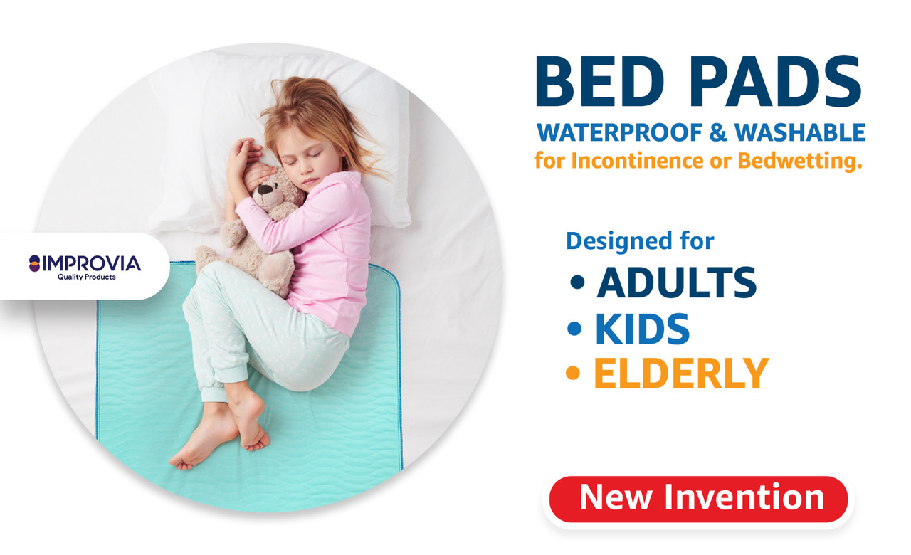 IMPROVIA Washable Underpads, 34" x 36" - Heavy Absorbency Reusable Incontinence Pads for Kids, Adults, Elderly, and Pets - Waterproof Protective Pad for Bed, Couch, Sofa, Furniture, Floor