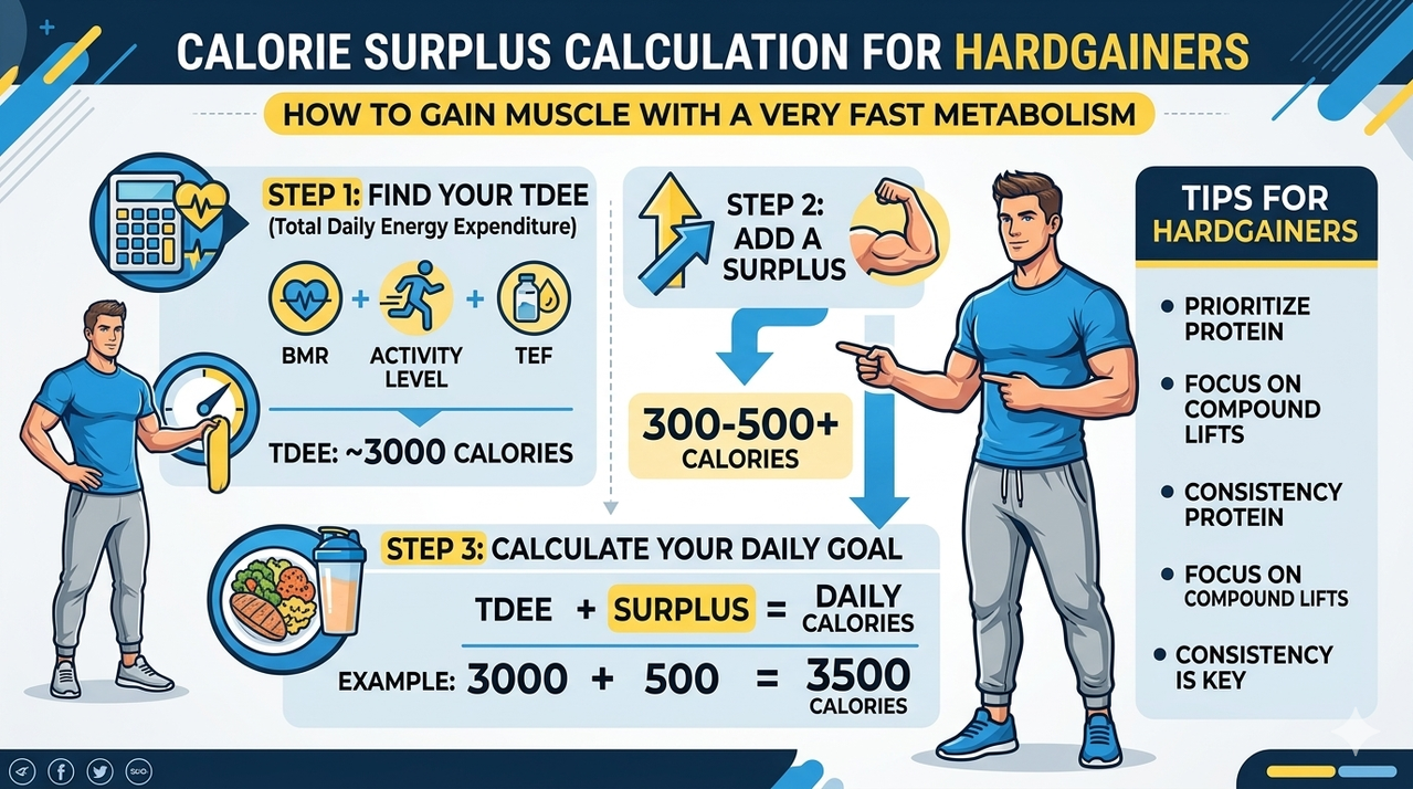 Macro counting app on phone showing high calorie target for hardgainers for how to gain muscle if you have a very fast metabolism