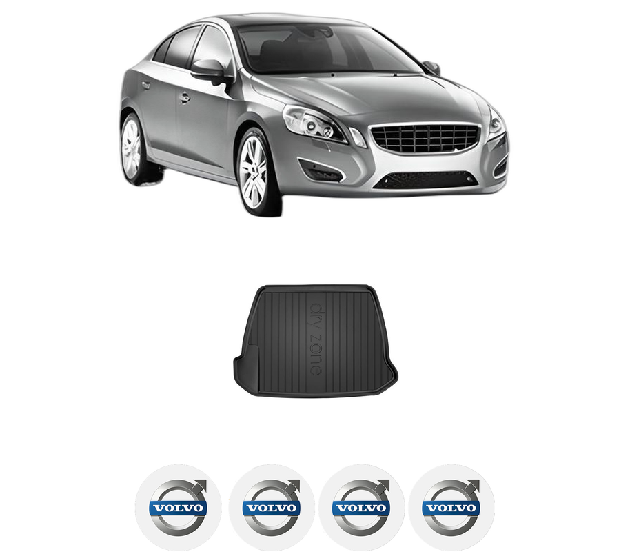 Tavita Portbagaj VOLVO S60 II (134) din 2010-2018, Protectie Portbagaj Auto, 4x Stickere auto cu VOLVO
