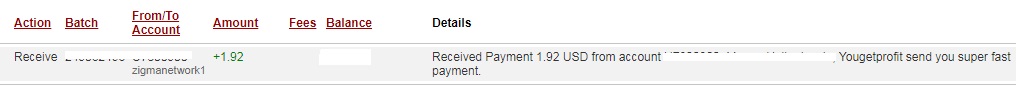 1st payment from Yougetprofit ( 1,92$ ) Yougetprofpayment