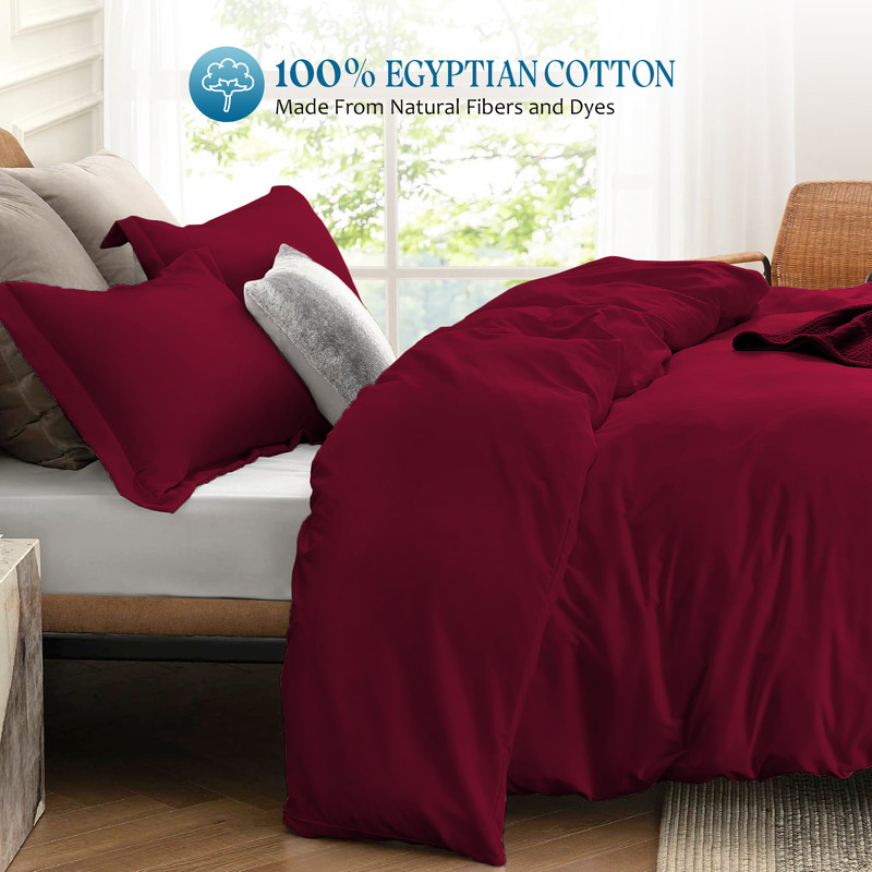 Picture of 1000 TC 100% Egyptian Cotton Duvet set Zipper Closur Ultra Soft Durable and Fade Resistant Color Burgundy Solid size Full