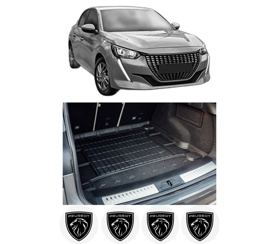 Tavita Portbagaj PEUGEOT 208 II (UB_, UP_, UW_, UJ_) din 2019, Protectie Portbagaj Auto, 4x Stickere auto cu PEUGEOT