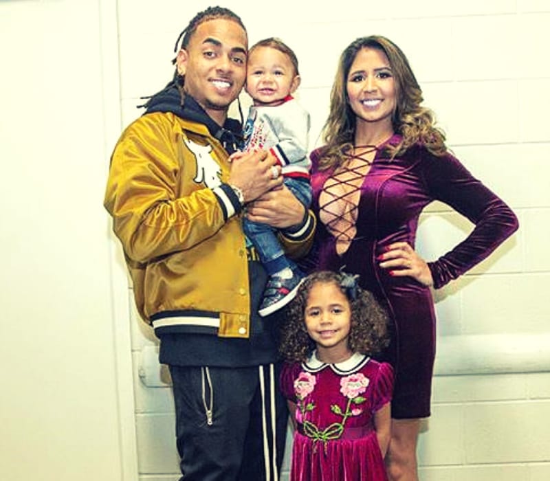 Ozuna, his wife, and children