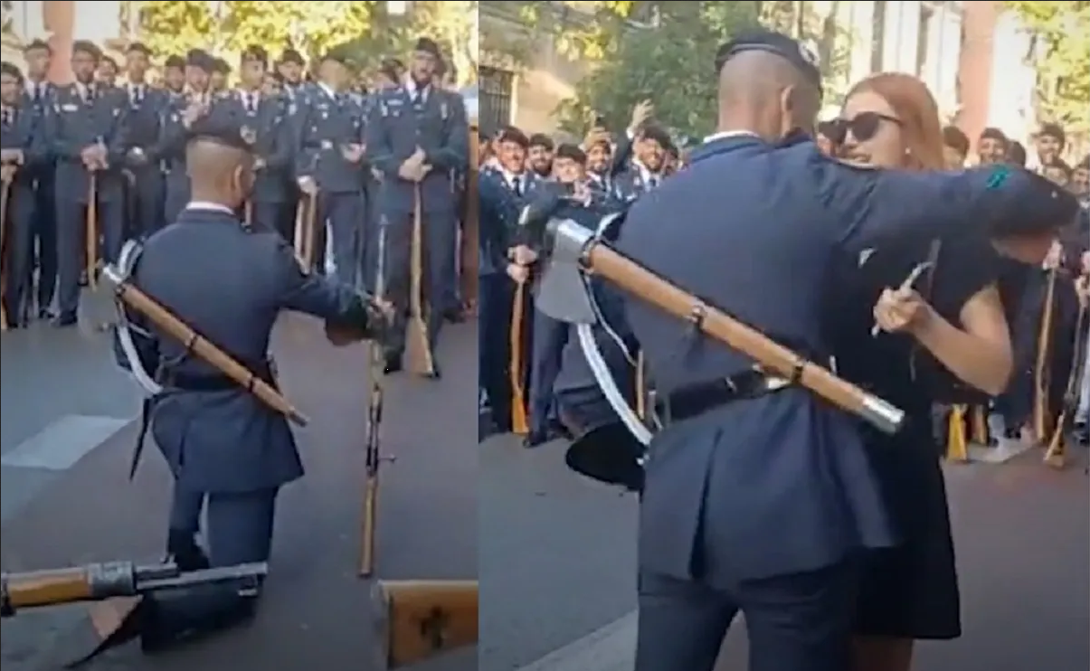Soldado se vuelve viral tras pedirle matrimonio a su novia en pleno desfile