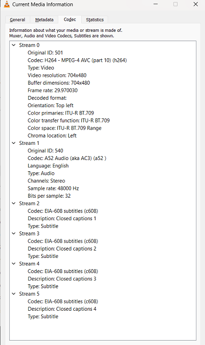 VLC Codec Info