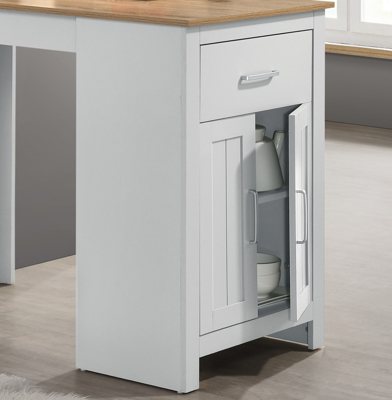 Alonzo 47"&quotW Oak And White Small Space Counter Height Dining Table With Cabinet And Drawer Storage