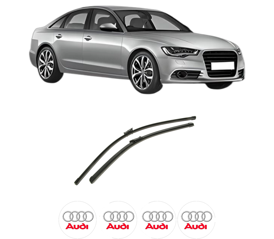 Set stergatoare auto AUDI A6 C7 (4G2, 4GC) din 2010-2018, pentru parbriz auto, 2 bucati, Bosch Aerotwin, din cauciuc siliconat rezistent, 4 Stickere Auto AUDI