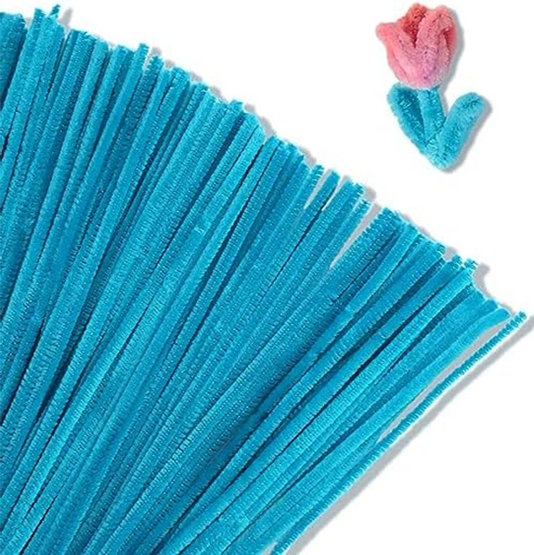 Chelines Gamuzados Azul Medio para Muñecos Decoración Navidad Hogar