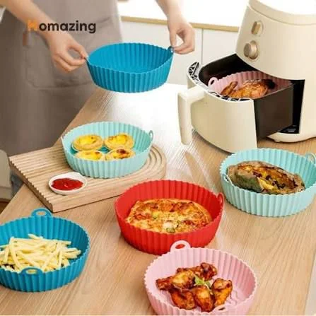 Reusable Silicone Air Fryer Liner Basket & Non-Stick Heat-Resistant Tray Insert