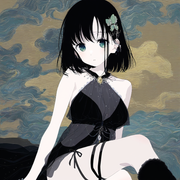 1girl, {{touyoko momoko (saki)}}, black hair, green eyes, leg warmers, leg ribbo s-3119048059