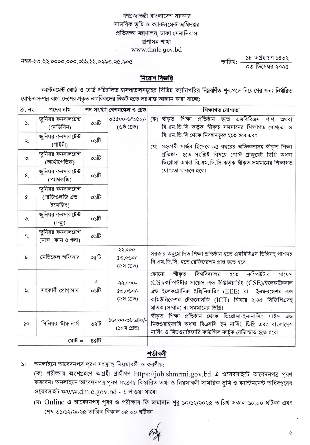 DMLC Job Circular