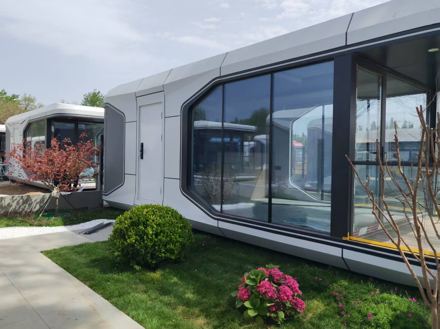 E5 Space Capsule exterior view in glamping site