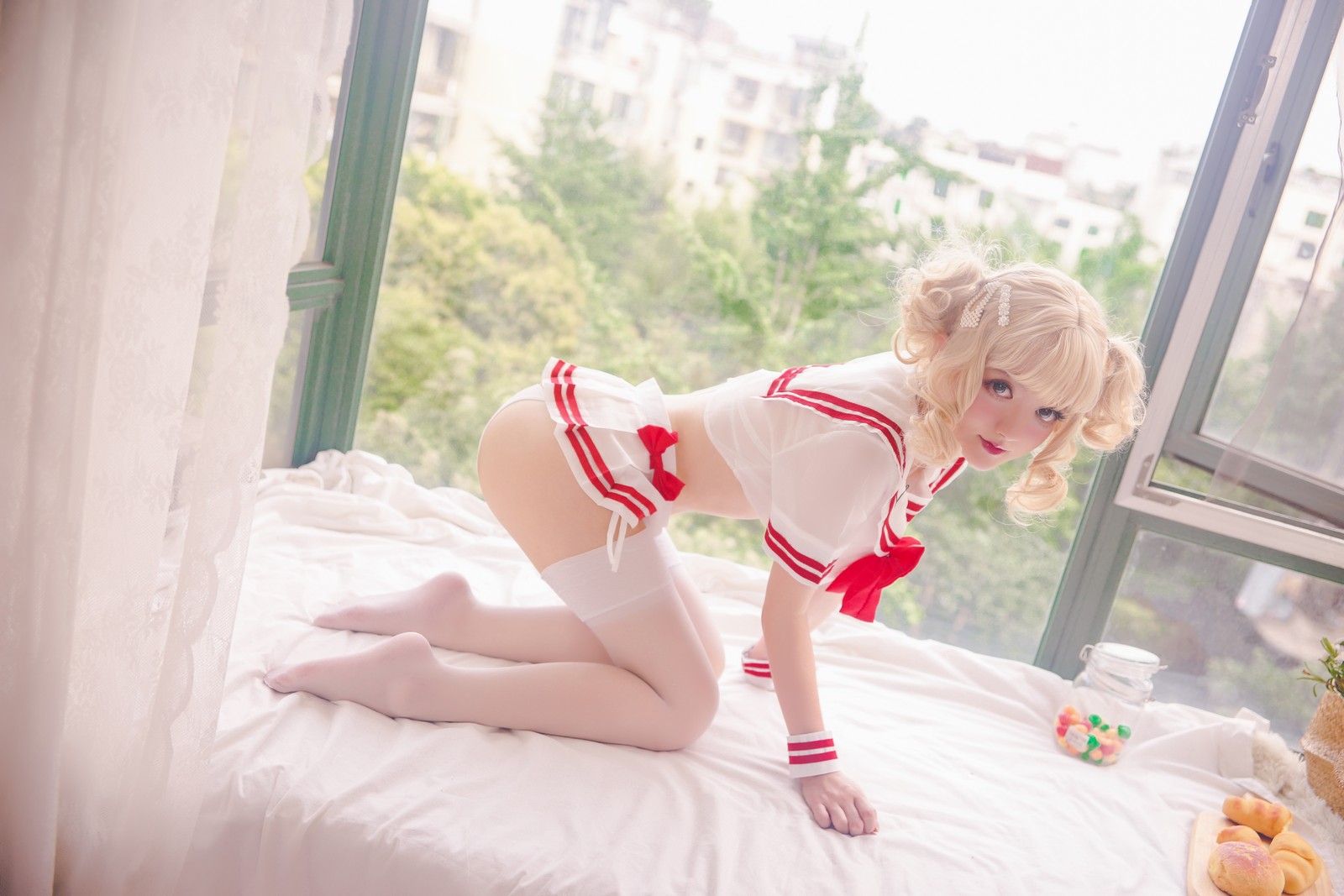 趴趴捣蛋陌 红白 JK 校服写真合集｜日系校园风 高清图集（40P｜332MB）插图1