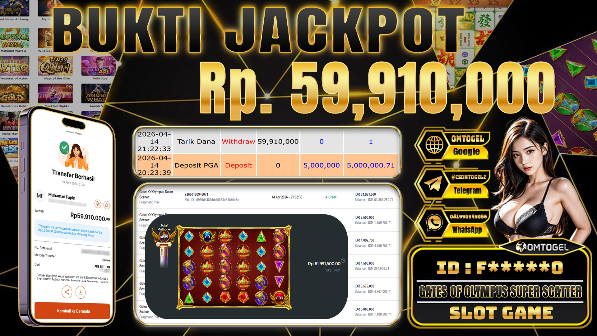 OMTOGEL JACKPOT PRAGMATIC PLAY GATES OF OLYMPUS SUPER SCATTER ,59 JUTA DI BAYAR LUNAS ,-