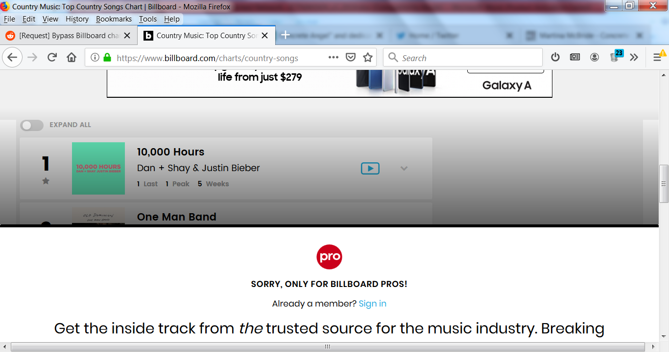 Bypass Billboard charts paywall. 