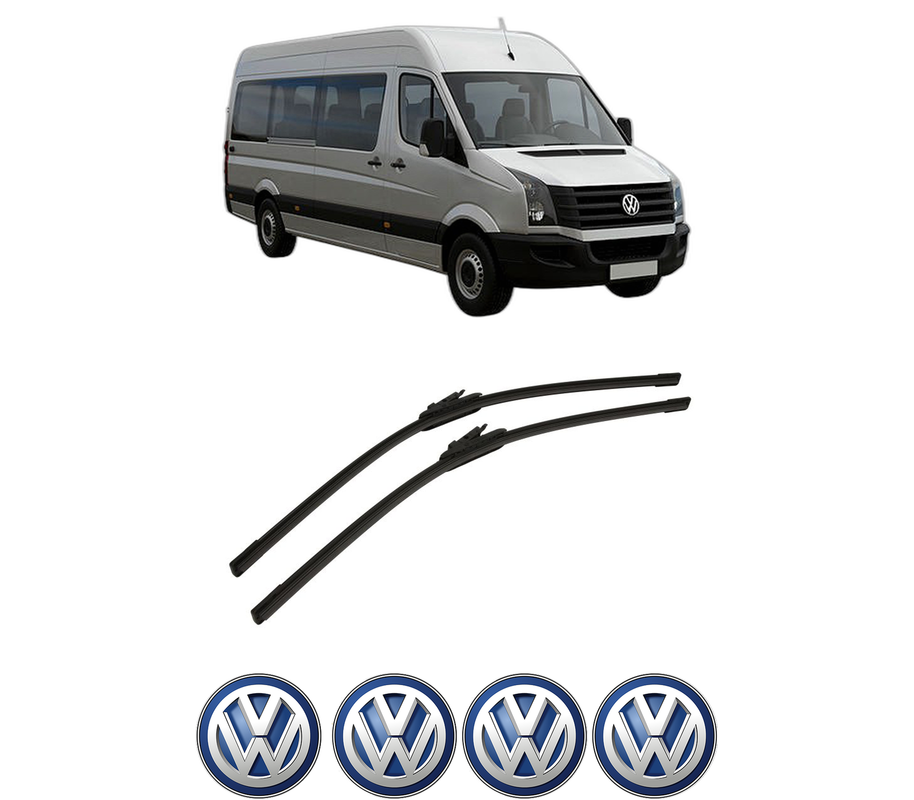 Set stergatoare auto Volkswagen CRAFTER 30-35 Bus (2E_) din 2006-2016, pentru parbriz auto, 2 bucati, Bosch Aerotwin, din cauciuc siliconat rezistent, 4 Stickere Auto Volkswagen