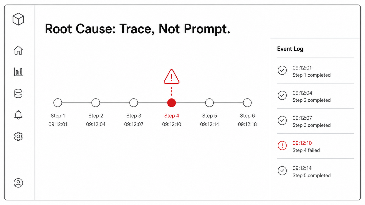 Agent development should be guided by the distributed systems operations and maintenance manual root cause trace dashboard
