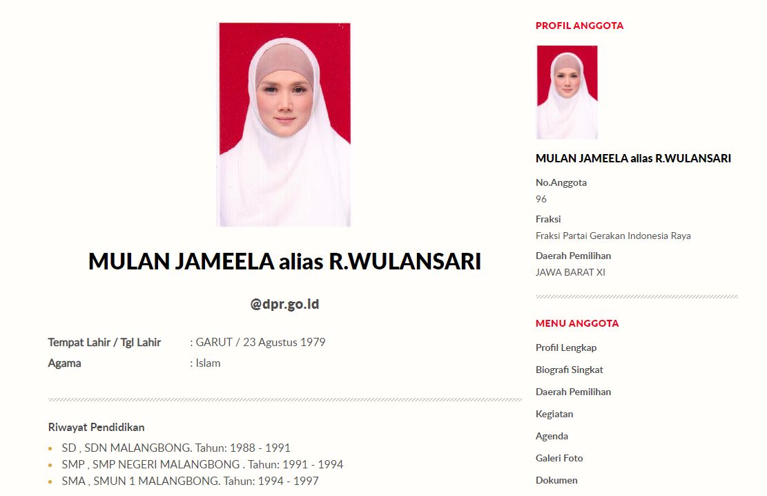 Riwayat pendidikan Mulan Jameela