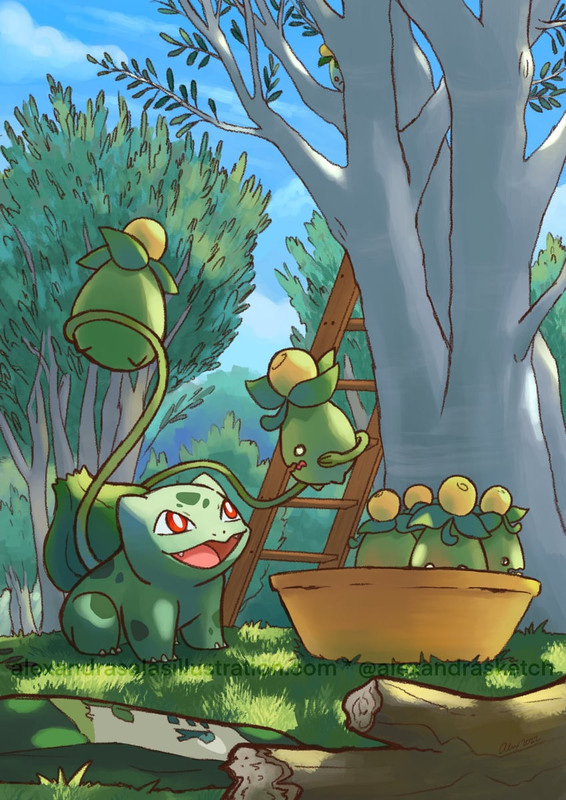 bulbasaur-and-smoliv-pokemon-drawn-by-al