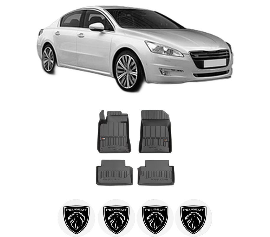 Set covorase presuri PEUGEOT 508 I (8D_) din 2010-2018, auto, din cauciuc thermoplastic, 4 Stickere auto cu PEUGEOT