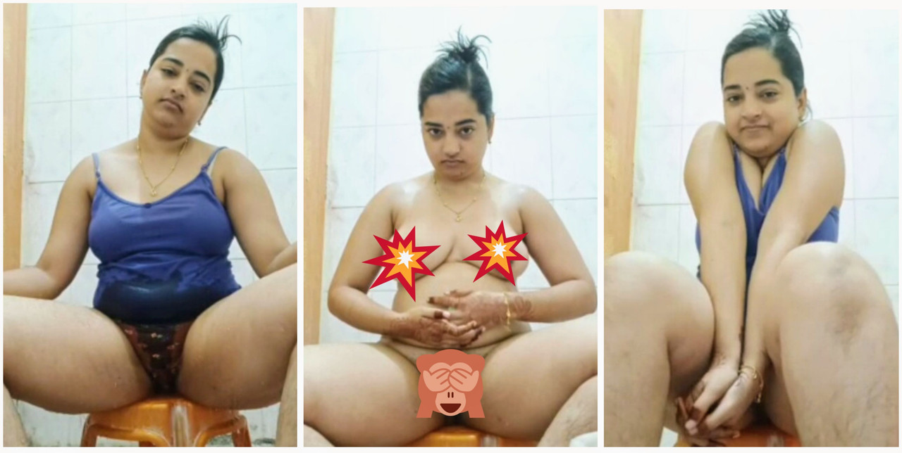 Hot indian wife taking her video in bathroom showing her boob