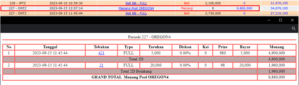 Bukti JP togel hari ini