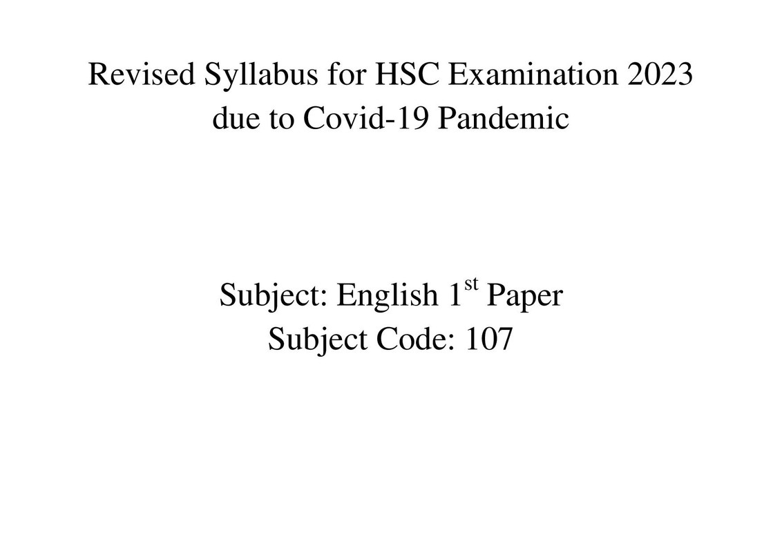 HSC English 1st Paper Syllabus 2023