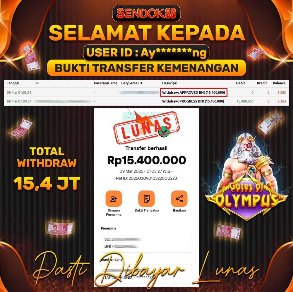 SENDOK88 JEPE! GATES OF OLYMPUS Rp 15.400.000,- LUNAS!