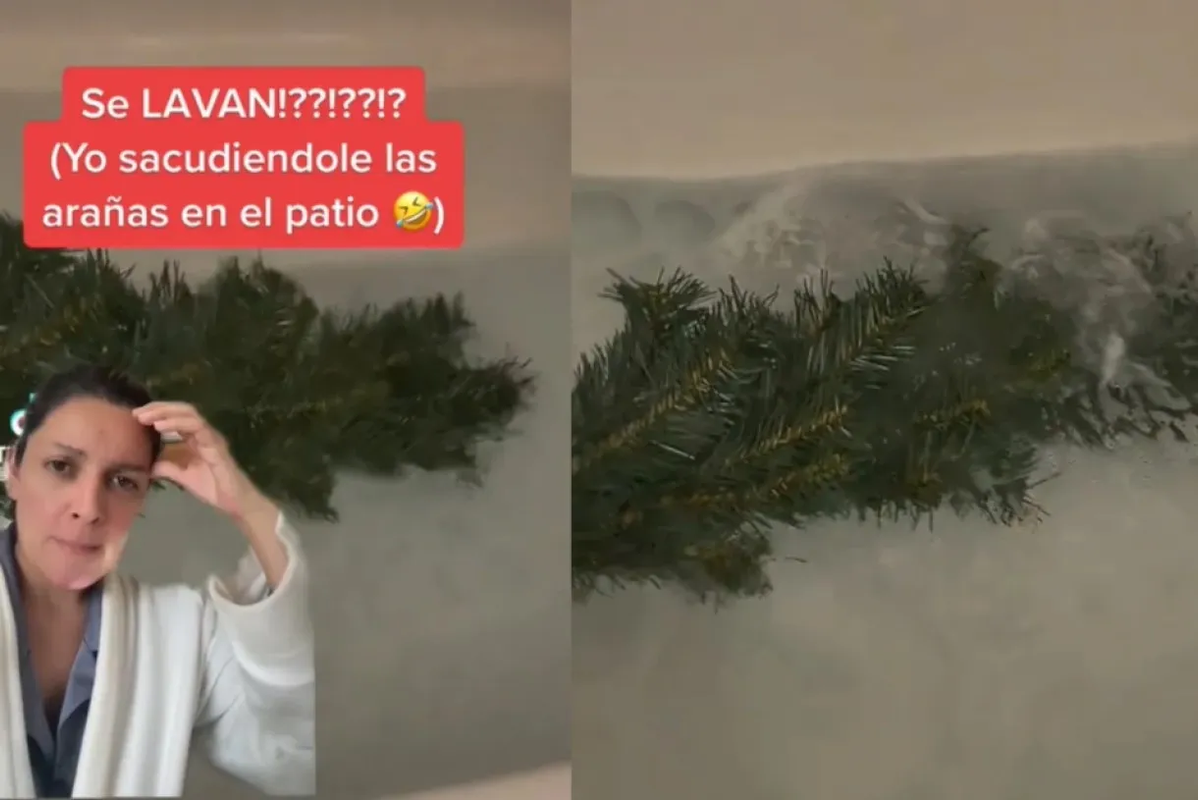 Mujer lavó su árbol de Navidad y causa sorpresa entre usuarios