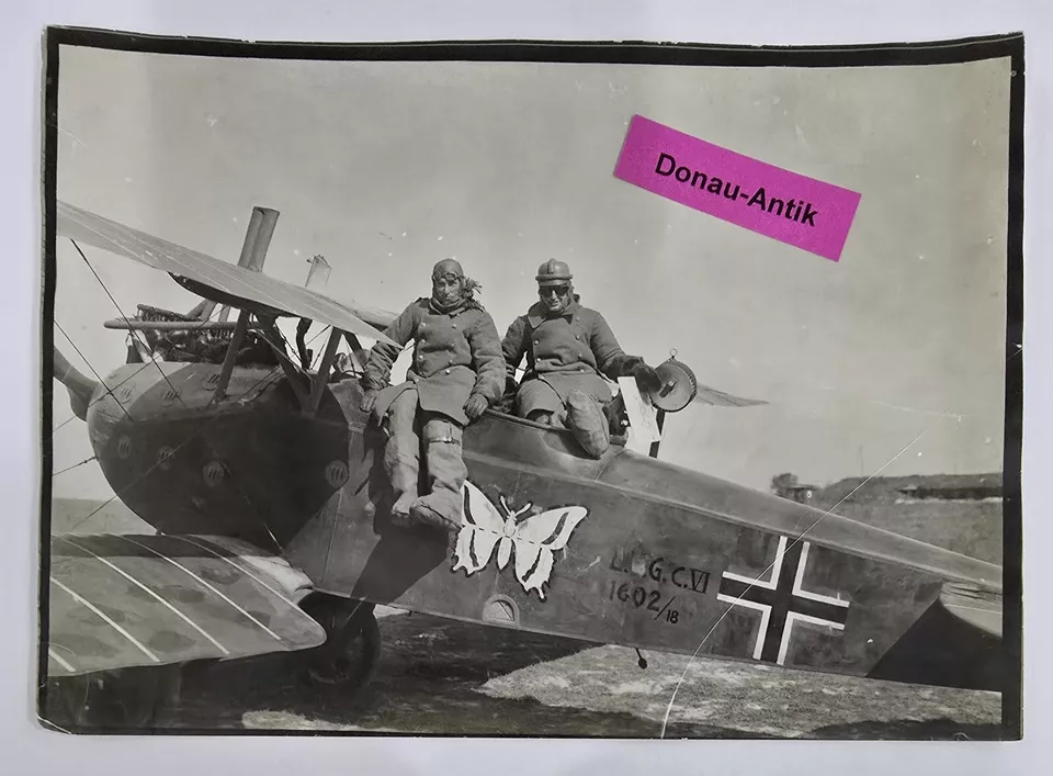 Foto Portrait 1.WK Jagdflieger Jasta Staffelwappen Kennung Flugzeug Flieger TOP (1)