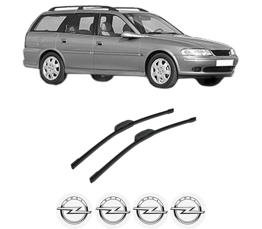 Set stergatoare auto OPEL VECTRA B Estate (J96) din 1996-2003, pentru parbriz auto, 2 bucati, Bosch Aerotwin Retrofit, din cauciuc siliconat rezistent, 4 Stickere Auto OPEL