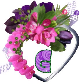 Corazón con Flores Violeta-Lila  G