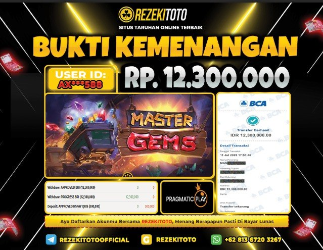 BUKTI KEMENANGAN 12 JULI 2025 MASTER GEMS 12 JUTA 