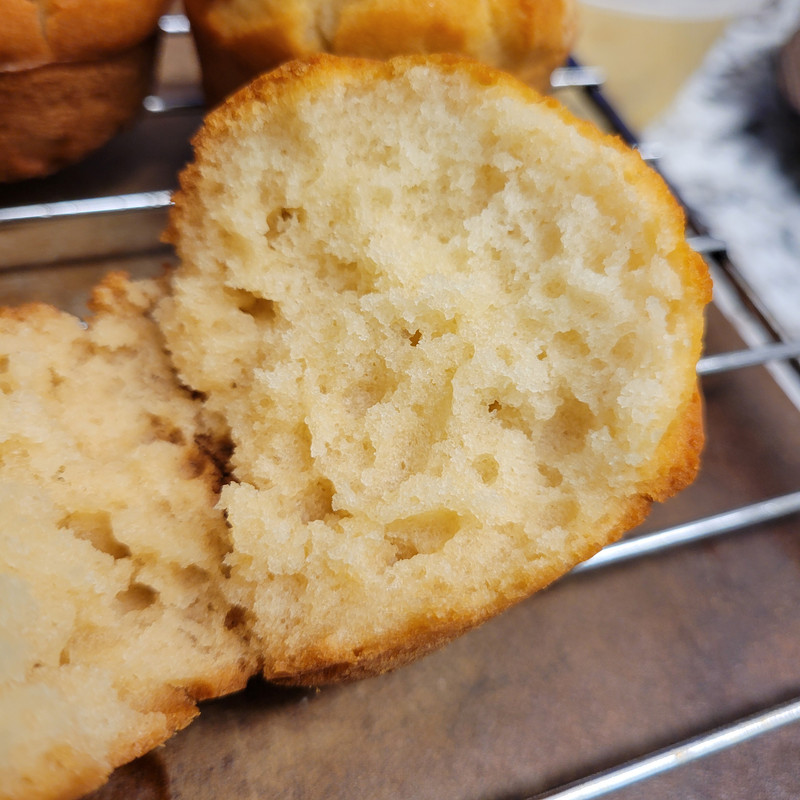 Close-up of the crumb structure of GF white cake