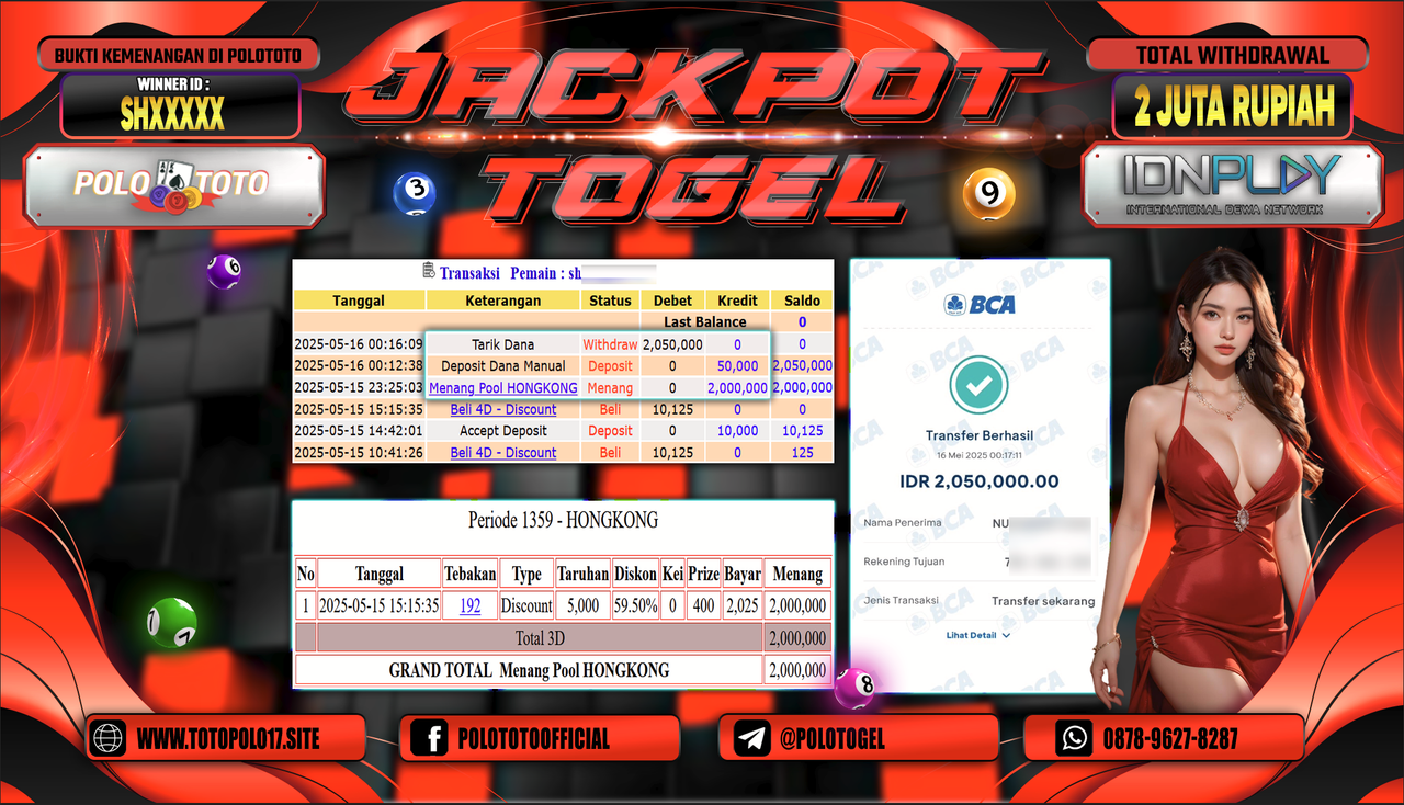 POLOTOTO JACKPOT TOGEL HONGKONG LOTTO Rp.2.050.000,-