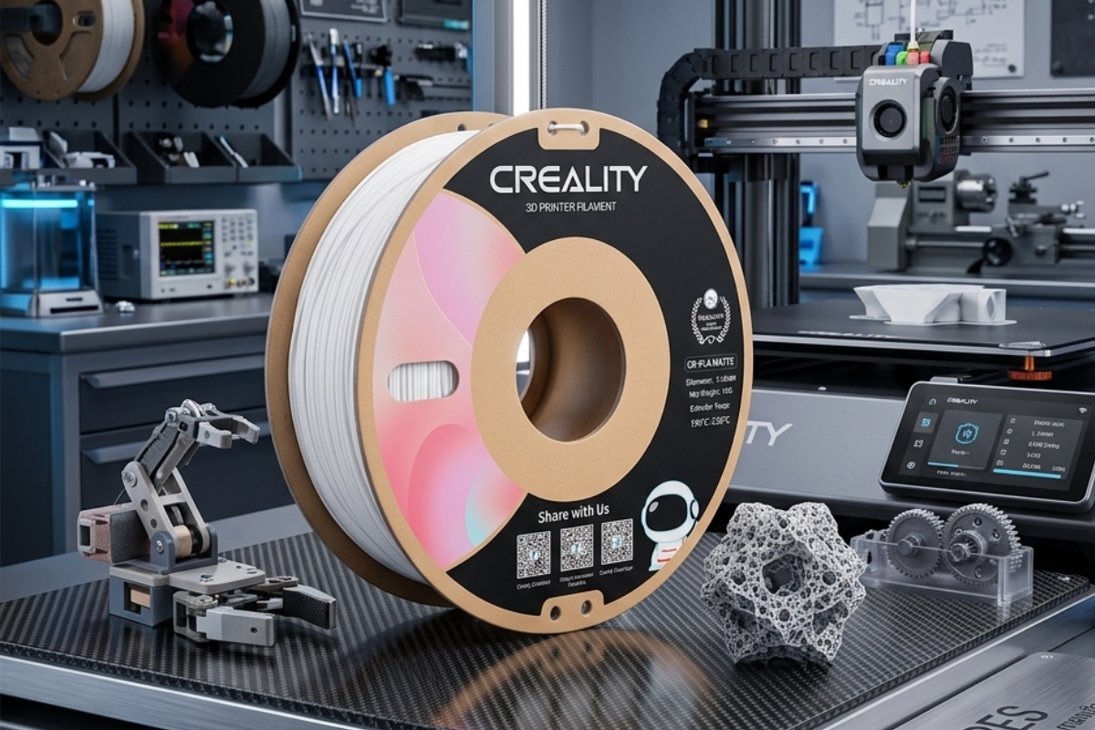 Impressora 3D Creality imprimindo com o filamento CR-PLA