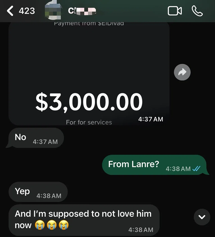 Julie's friend's business funding transfer receipt