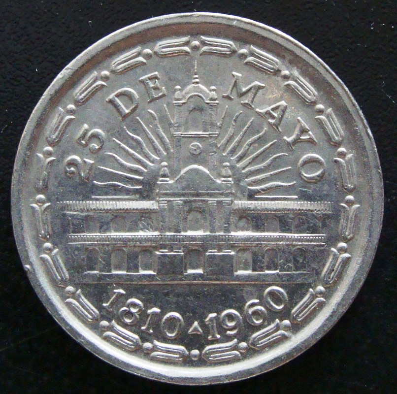 1 Peso.  Argentina (1960). 150 Aniversario de la Revolución de Mayo ARG-1-Peso-1960-150-aniversario-Independencia-rev