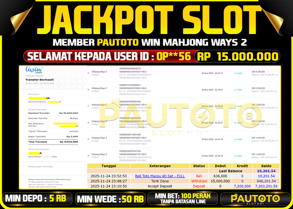 BUKTI JACKPOT LUNAS PAUTOTO