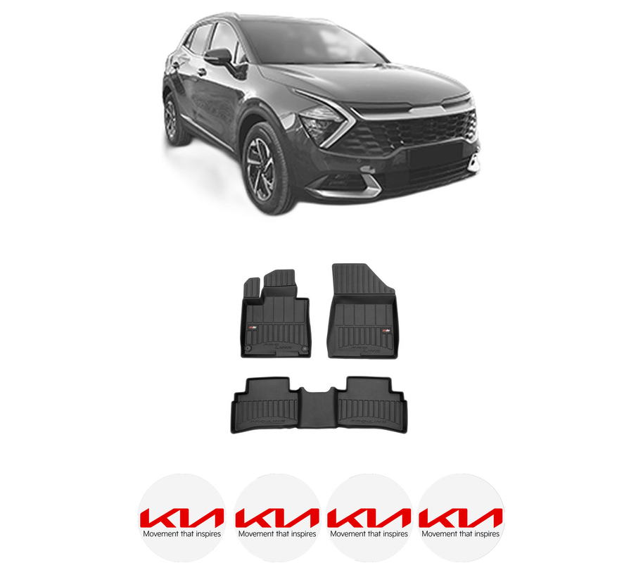 Set covorase presuri KIA SPORTAGE V (NQ5) din 2021-2024, auto, din cauciuc thermoplastic, 4 Stickere auto cu KIA