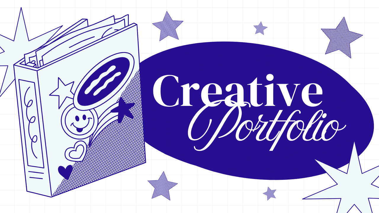 Dark Blue and White Illustrative Creative Portfolio Presentation