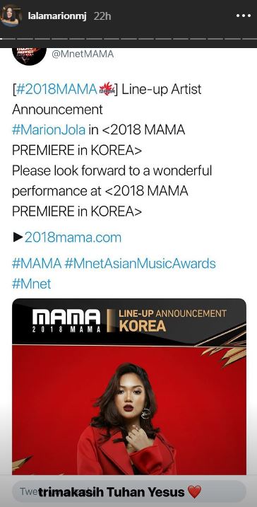 Tanggapan Marion Jola diumumkan menjadi bintang tamu di MAMA 2018 di Korea Selatan
