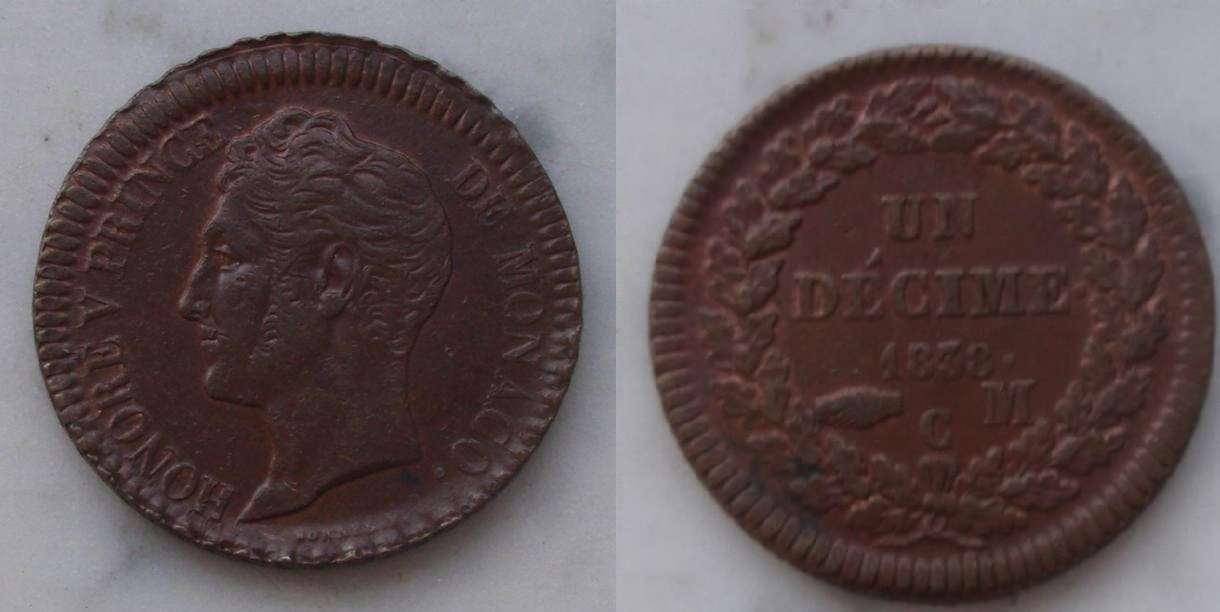 UN DECIMO 1838 MONACO 10-cent-monaco-1838