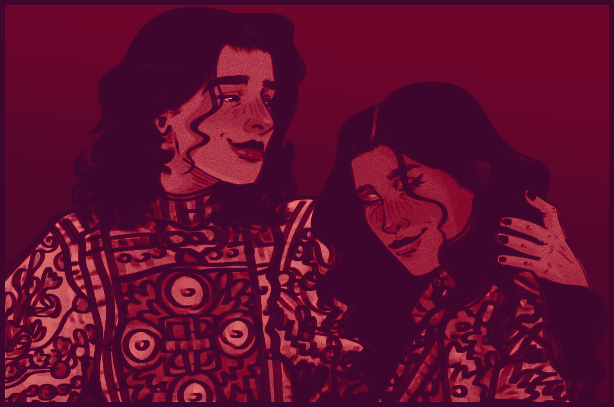 art of two sapphic afghan women drawn by felrija