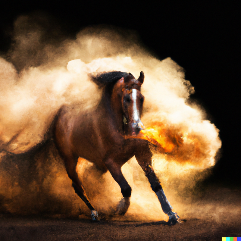 DALL·E - Photo of a horse doing a burnout