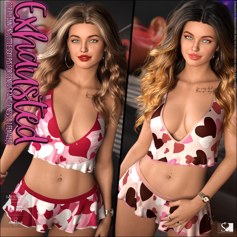 Exhausted for Little Sexy PJs for Genesis 8 and Genesis 8.1 Females