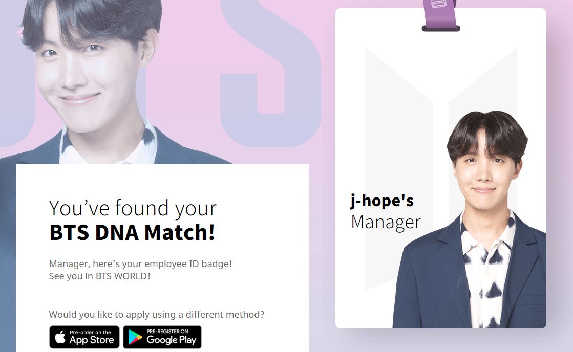 Id card sebagai manajer J-Hope