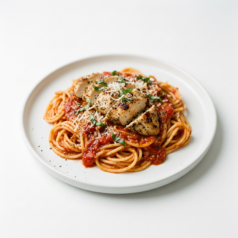 Espaguetis Con Pollo Y Salsa De Tomate
